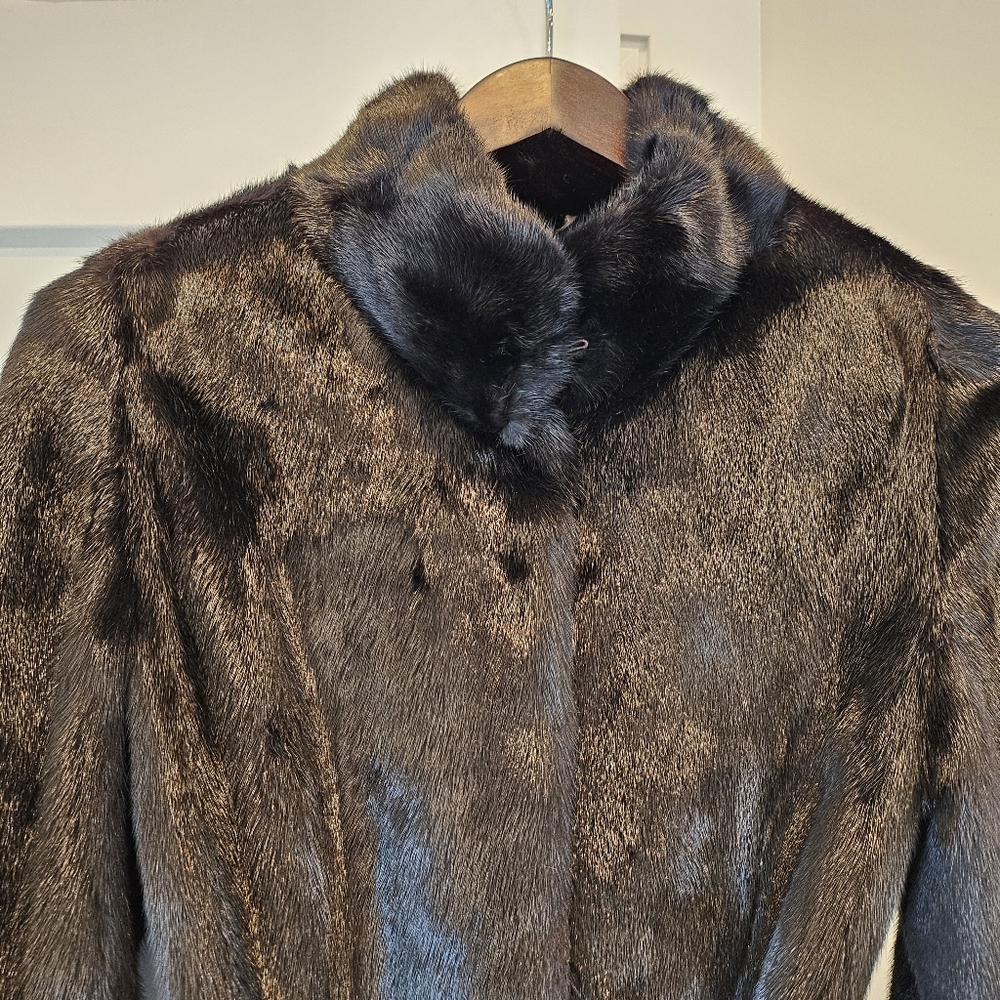 BALLEDY Black Glamma Mink fur coat size S - Picture 4 of 9
